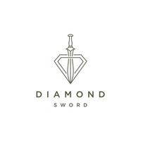 Diamond sword line logo icon design template flat vector