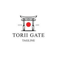 vector plano de plantilla de diseño de icono de logotipo de puerta torii