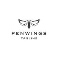 Pen wing angel logo icon design template flat vector