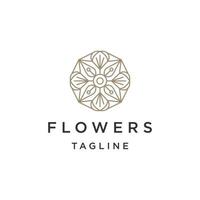 Flower boutique line logo icon design template flat vector