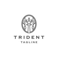 tridente línea logo icono diseño plantilla vector plano