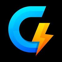 colorful letter g bolt logo design vector