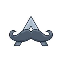 letter A and  mustache logo design vector