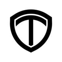diseño de logotipo de letra t y escudo vector