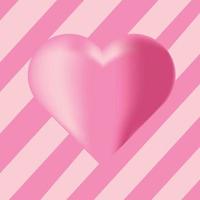linda tarjeta de san valentín con corazón de bola rosa vector