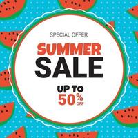 Summer sale banner with watermelon slice vector