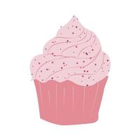 Ilustración de vector de cupcake aislado sobre fondo blanco, imágenes prediseñadas de cupcake