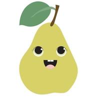 pear with kawaii emotions. Flat design vector illustration