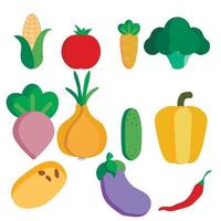 conjunto de lindos personajes divertidos verduras y frutas frescas y saludables aisladas. verduras de granja veganas orgánicas. estilo de vida saludable. vector