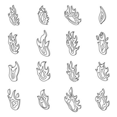 Fire flame icons set vector outline