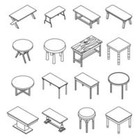 Table icons set vector outline