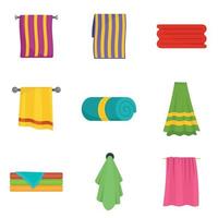 Towel hanging spa bath icons set vector isolated