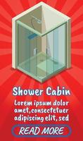 banner de concepto de cabina de ducha, estilo isométrico de cómics vector