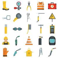 Welder equipment icons set vector isolated