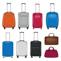 Travel suitcase icon set, realistic style vector