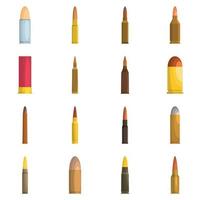 Bullet gun military icons set vector isolated