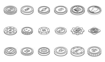 Tokens icons set vector outline