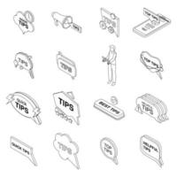 Tips icons set vector outline