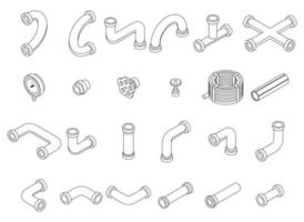 Pipe icons set vector outline