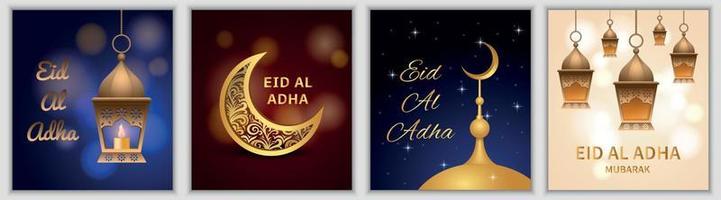 Eid al adha festival banner set, realistic style vector
