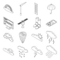 Cloudy weather icons set vector outline