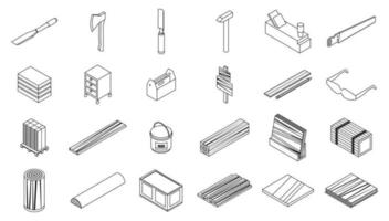 Plywood icons set vector outline