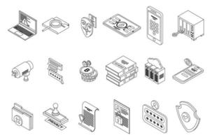 Privacy icons set vector outline
