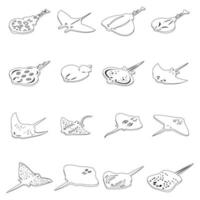 Stingray icons set vector outline