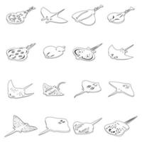 Stingray icons set vector outline