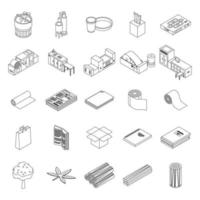 Paper production icons set vector outline