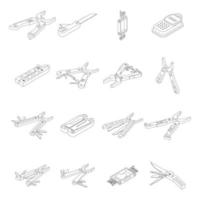 Multitool icons set vector outline