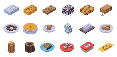 Halva icons set isometric vector. Almond chalva vector