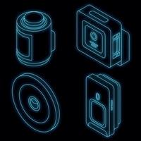 Motion sensor icons set vector neon