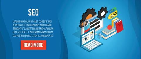 SEO concept banner, isometric style vector