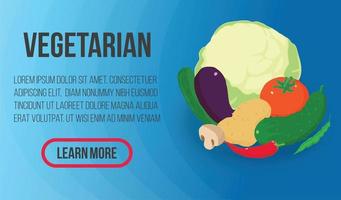 Vegatarian concept banner, isometric style vector