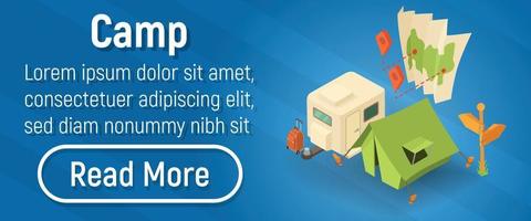 Camp concept banner, isometric style vector