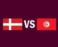 diseño de símbolo de emblema de bandera de danemarca y túnez vector final de fútbol africano y europeo ilustración de equipos de fútbol de países africanos y europeos