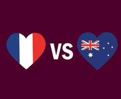 France And Australia Flag Heart Symbol Design Asia And European football Final Vector Asian And European Countries Football Teams Illustration