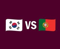 diseño de símbolo de cinta de bandera de corea del sur y portugal vector final de fútbol de asia y europa ilustración de equipos de fútbol de países asiáticos y europeos