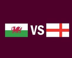 Wales And England Flag Emblem Symbol Design Europe football Final Vector European Countries Football Teams Illustration