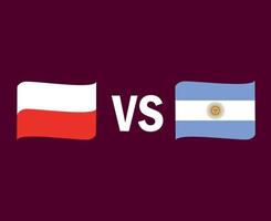 Poland And Argentina Flag Ribbon Symbol Design Latin America And Europe football Final Vector Latin American And European Countries Football Teams Illustration