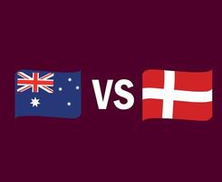 Australia And Danemark Flag Ribbon Symbol Design Asia And Europe football Final Vector Asian And European Countries Football Teams Illustration