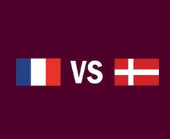 Francia y Dinamarca bandera emblema símbolo diseño Europa fútbol final vector países europeos equipos de fútbol ilustración