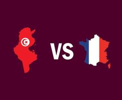 Tunisia And France Map Symbol Design Africa And Europe football Final Vector African And European Countries Football Teams Illustration