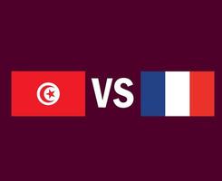 diseño de símbolo de emblema de bandera de túnez y francia vector final de fútbol de áfrica y europa ilustración de equipos de fútbol de países africanos y europeos
