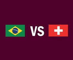 diseño de símbolo de emblema de bandera de brasil y suiza vector final de fútbol de europa y américa latina ilustración de equipos de fútbol de países europeos y latinoamericanos