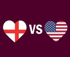 England And United States Flag Heart Symbol Design Europe And North America football Final Vector European And North American Countries Football Teams Illustration