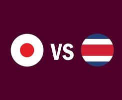 diseño de símbolo de bandera de japón y costa rica vector final de fútbol de américa del norte y asia ilustración de equipos de fútbol de países de américa del norte y asia