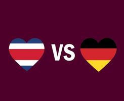 diseño de símbolo de corazón de bandera de costa rica y alemania vector final de fútbol de américa del norte y europa ilustración de equipos de fútbol de países de américa del norte y europa