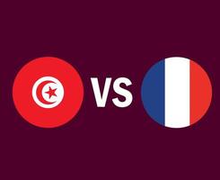 diseño de símbolo de bandera de túnez y francia vector final de fútbol de áfrica y europa ilustración de equipos de fútbol de países africanos y europeos